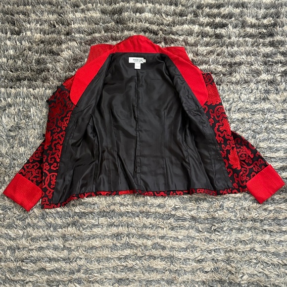 100% Silk Asian Traditional Chic Asymmetric Design Red Women's Blazer, Size XS - Picture 8 of 8